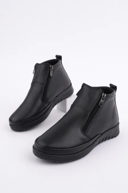 Muggo FENİKS Hakiki Deri Çift Fermuarlı Kadın Bot