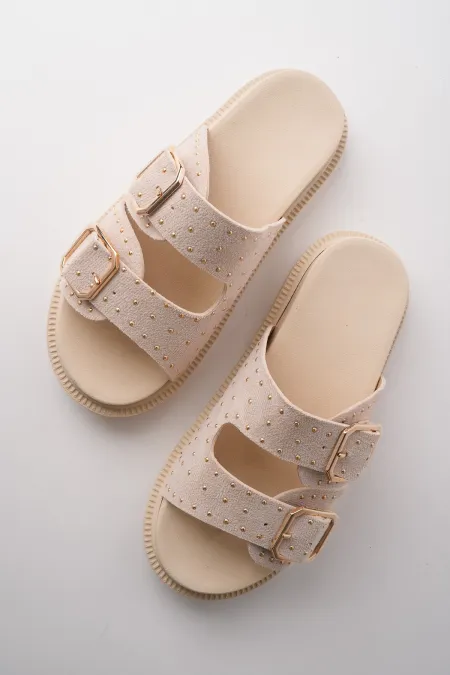 Pantoufles décontractées pour femmes Muggo ESTIVA à double boucle réglable et cloutées