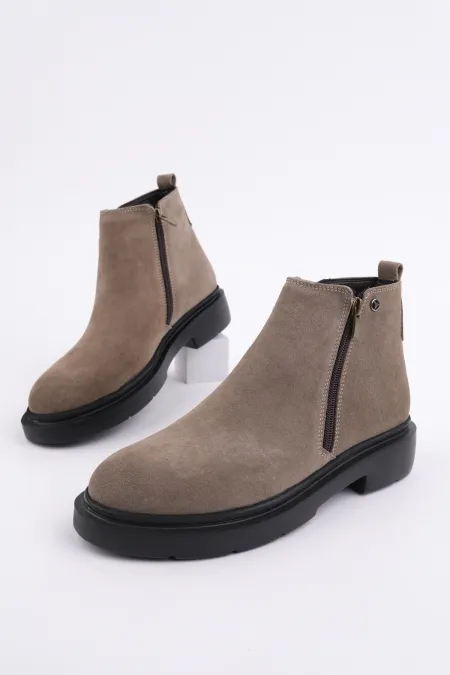 Bottes d'hiver décontractées pour homme Muggo ASTRA en cuir véritable avec double fermeture éclair 