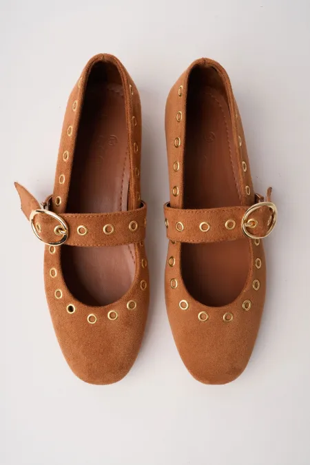 Ballerines en cuir cloutées à boucle dorée Muggo ZENA pour femmes