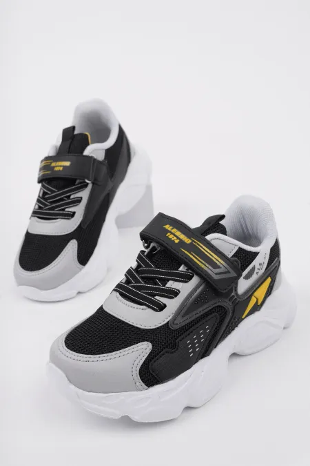 Muggo PANTER Kalın Taban Cırtlı ve Bağcıklı Unisex Çocuk Sneaker Spor Ayakkabı