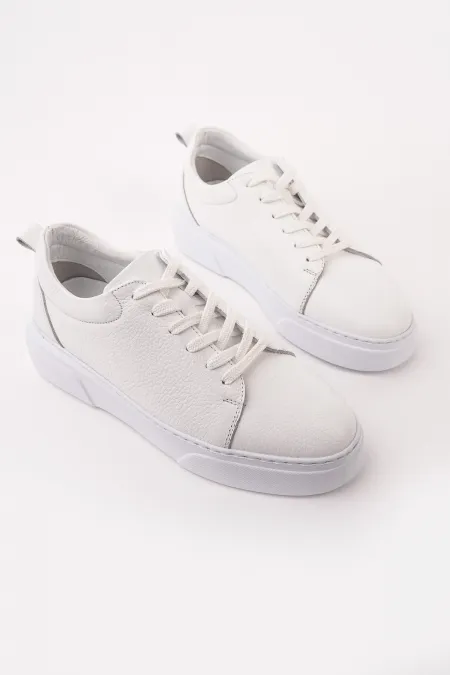 Muggo LEONS Genuine Leather Men's Thick Sole Lace-up Casual Sneaker