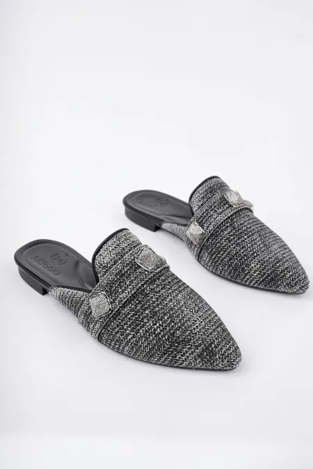 Pantoufles décontractées en paille à bout fermé pour femmes Muggo KENDAL
