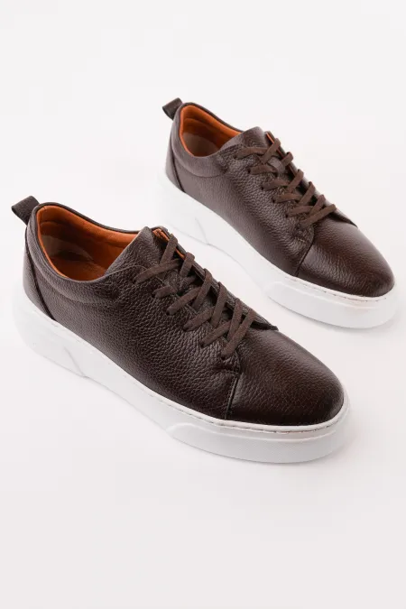 Muggo LEONS Genuine Leather Men's Thick Sole Lace-up Casual Sneaker