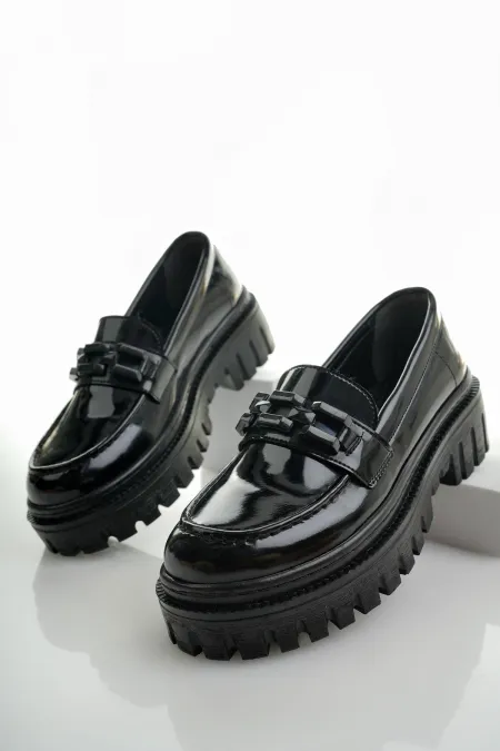 Mocassins Muggo SAMANTHA pour femmes, semelle épaisse, boucle, chaussures décontractées pour tous les jours