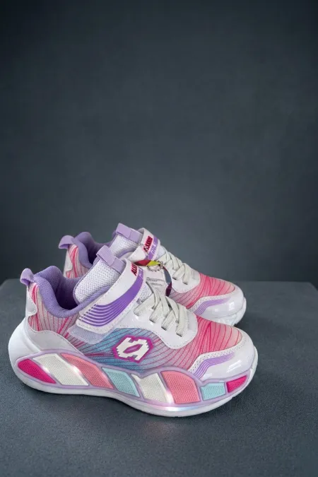 Chaussures de sport pour enfants Muggo RAINBOW à semelle épaisse, fermeture velcro et lacets