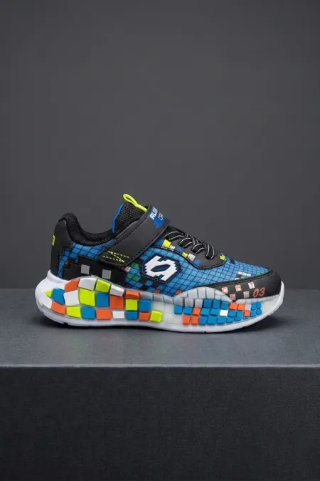 Chaussures de sport pour enfants Muggo BLOCK à semelle colorée à blocs, fermeture velcro et à lacets