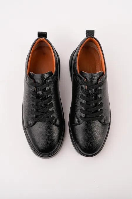 Muggo LEONS Genuine Leather Men's Thick Sole Lace-up Casual Sneaker