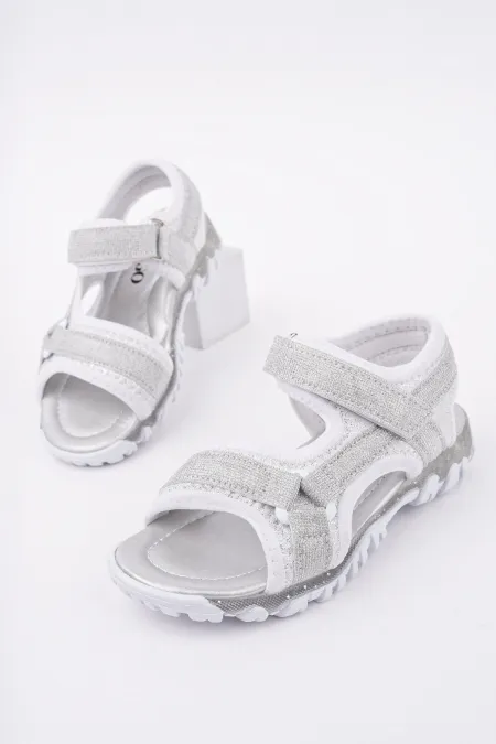 Muggo ELON Cırtlı ve Simli Günlük Kız Çocuk Sandalet