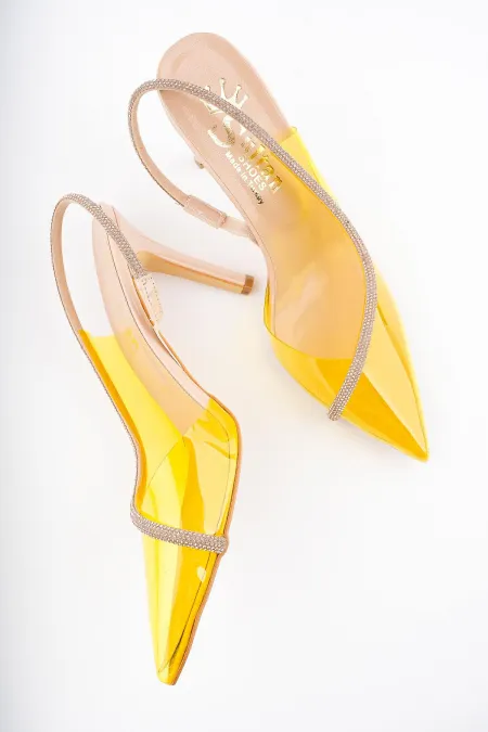 Muggo Sidney Women's Princess Embellished Transparent High-Heeled Dress Shoes