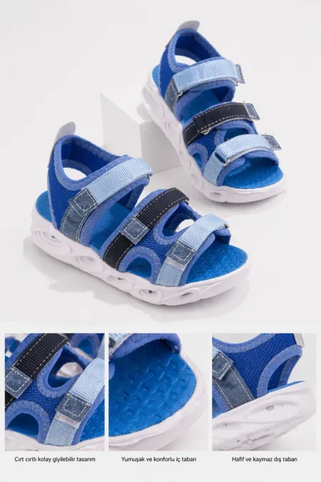 Muggo NAVI Boys' Velcro Light-Up Sandals