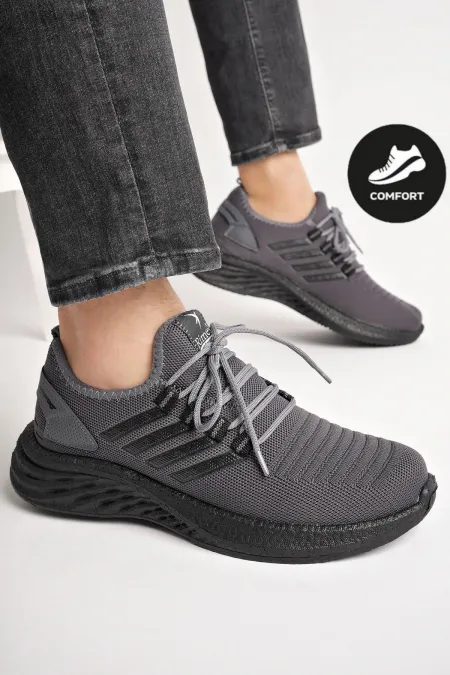 Chaussures de sport à lacets rayées Muggo Montag, semelle orthopédique antidérapante garantie pour un usage quotidien.