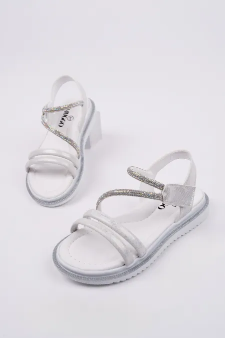 Muggo MQUEEN Cırtlı ve Simli Günlük Kız Çocuk Sandalet