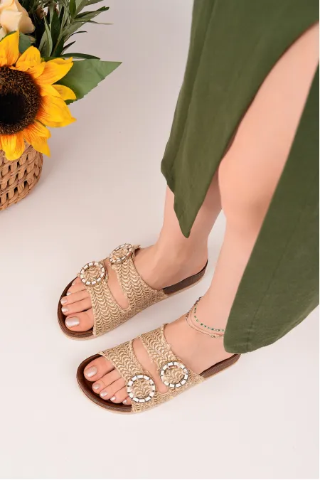 Pantoufles décontractées pour femmes Muggo BEFOR à double boucle et motifs