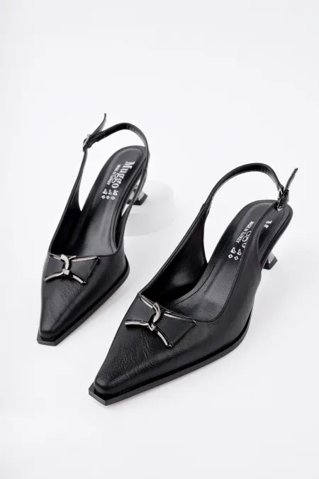 Muggo FOREST Open Back Buckle Detail Casual Classic Women's Stiletto Shoes