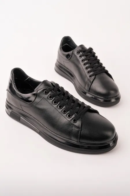 Baskets décontractées à lacets et semelle épaisse en cuir véritable Muggo Hudson pour homme