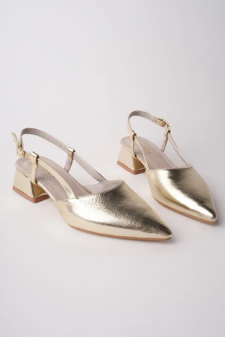 Muggo WONDER Pointed Toe Open Back Women's Low Heel Shoes