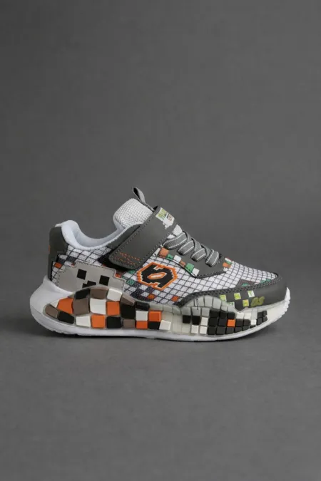 Chaussures de sport pour enfants Muggo BLOCK à semelle colorée à blocs, fermeture velcro et à lacets