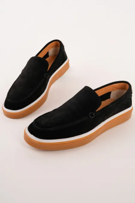 Muggo COVENT Genuine Suede Leather Laceless Men's Casual Loafer Shoes