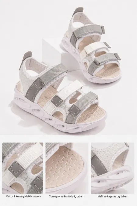 Muggo TATU Girls' Velcro Light-Up Sandals