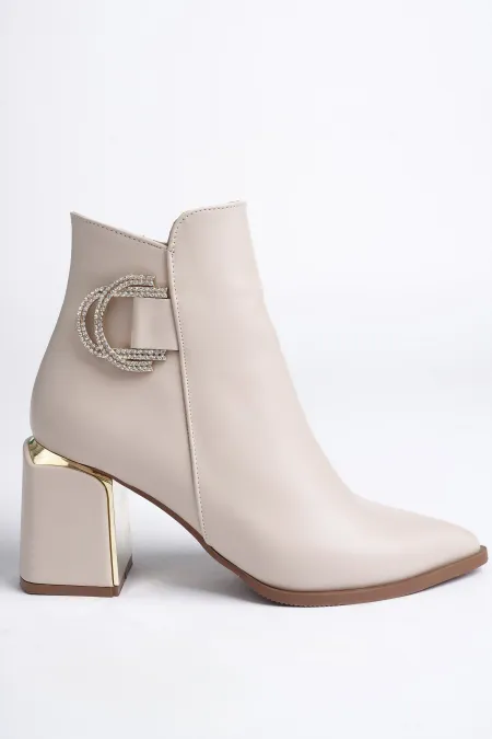 Bottes Muggo QADRA pour femmes, bout pointu, talon compensé, boucle et fermeture éclair.