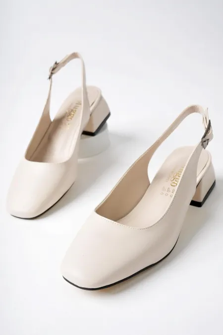 Muggo LOIS Guaranteed Open Back Square Toe Women's Low Heel Shoes