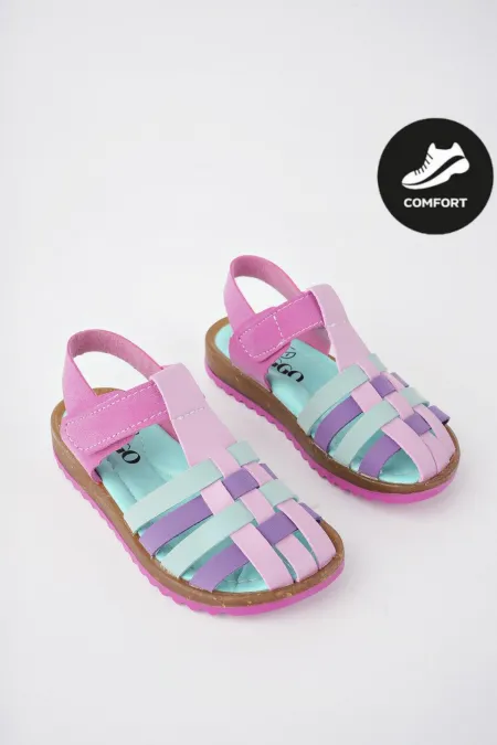 Muggo Rapunzel Garantili Günlük Ortopedik Hafif Taban Cırtlı Kız Çocuk Sandalet