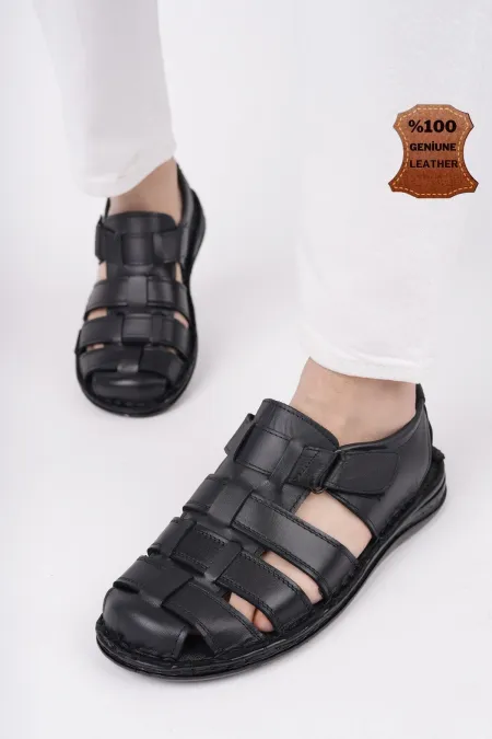 Muggo Edinburgh Guaranteed Men's Casual Genuine Leather Comfortable Soft Sole Orthopedic Sandals