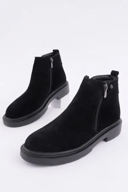 Bottes d'hiver décontractées pour homme Muggo ASTRA en cuir véritable avec double fermeture éclair 