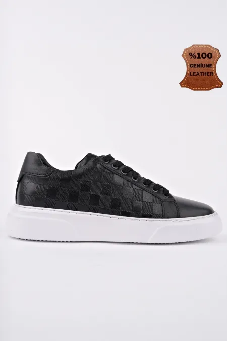 Chaussures de sport décontractées pour hommes Muggo MORTA, à lacets et semelle épaisse, en cuir véritable.