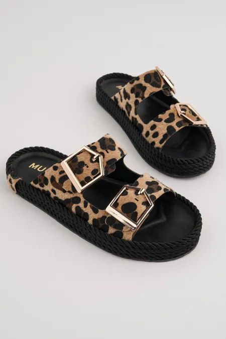 Muggo GOLDY Women's Double Buckle Adjustable Comfortable Sole Casual Slippers