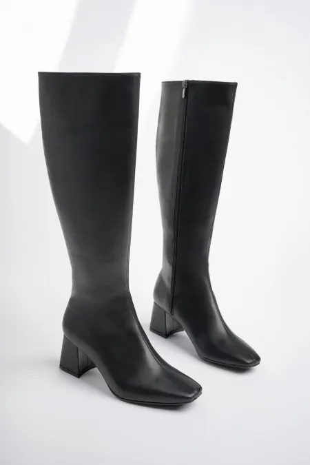 Bottes à talons pour femmes Muggo KAROLINE, bout carré garanti, fermeture éclair latérale