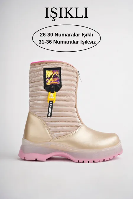 Bottes de pluie et de neige Muggo BLOOM pour enfants, garanties, avec doublure polaire, fermeture éclair sur le devant et semelle crantée.