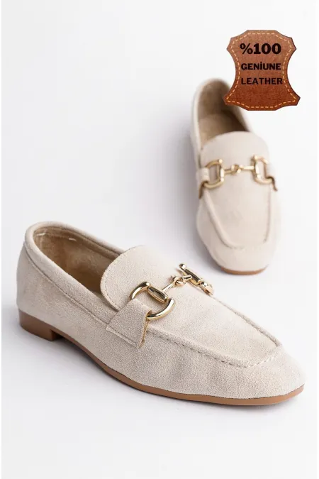 Mocassins décontractés en cuir pour femmes Muggo MONA avec boucle métallique garantie