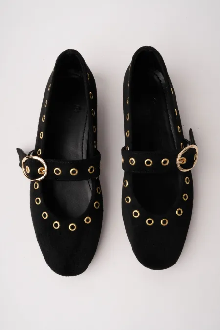 Ballerines en cuir cloutées à boucle dorée Muggo ZENA pour femmes