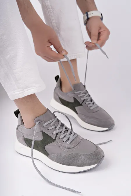 Chaussures de sport décontractées pour hommes Muggo SVENSON, à lacets et semelle épaisse, en cuir véritable.