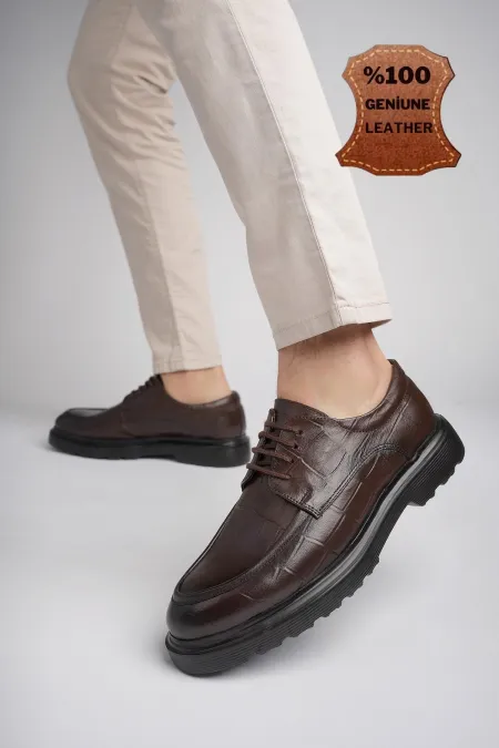 Muggo NORMAN Chaussures pour hommes classiques et confortables en cuir véritable, semelle orthopédique épaisse, idéales au quotidien