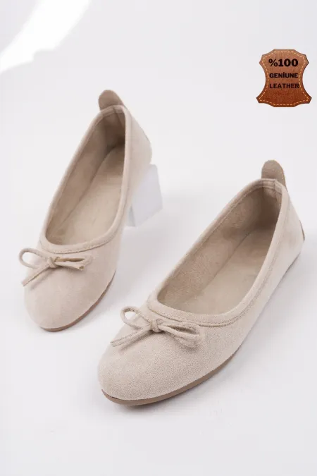 Ballerines décontractées en cuir pour femmes Muggo MIU Bowknot