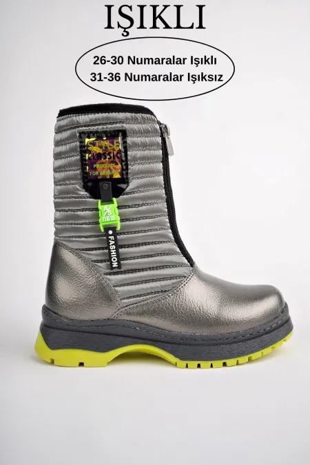 Bottes de pluie et de neige Muggo BLOOM pour enfants, garanties, avec doublure polaire, fermeture éclair sur le devant et semelle crantée.