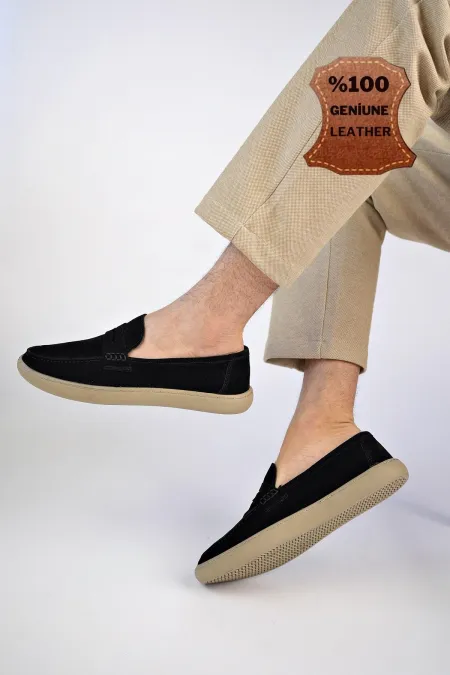 Muggo DENZEL Chaussures pour hommes classiques, confortables et orthopédiques, sans lacets, en cuir véritable, garanties pour tous les jours