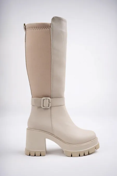 Muggo ARONGO garanti ceinture détail fermeture éclair talon plateforme bottes pour femmes