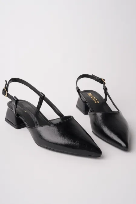 Muggo WONDER Pointed Toe Open Back Women's Low Heel Shoes