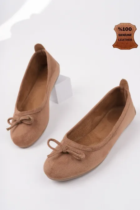 Ballerines décontractées en cuir pour femmes Muggo MIU Bowknot