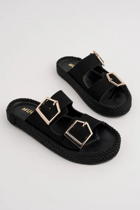 Muggo GOLDY Women's Double Buckle Adjustable Comfortable Sole Casual Slippers