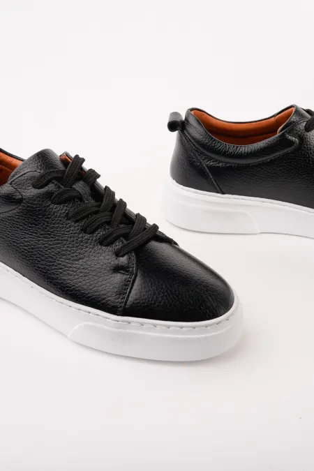 Muggo LEONS Genuine Leather Men's Thick Sole Lace-up Casual Sneaker