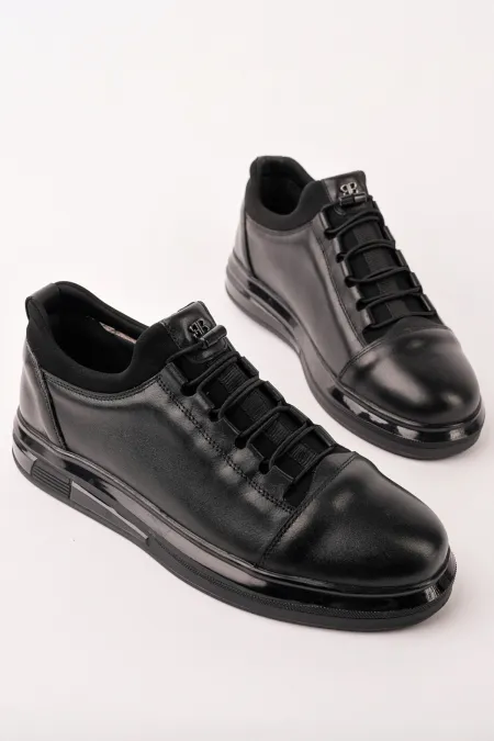 Baskets décontractées à lacets Muggo DUSK en cuir véritable pour homme, semelle épaisse.