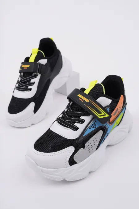 Chaussures de sport unisexes pour enfants Muggo PANTER à semelle épaisse, fermeture velcro et lacets