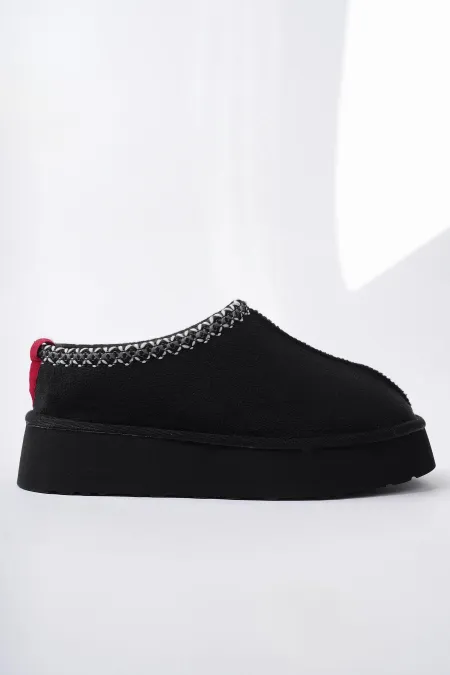 Pantoufles pour femmes Muggo LING à semelle épaisse garantie, doublure en fourrure et bout rond