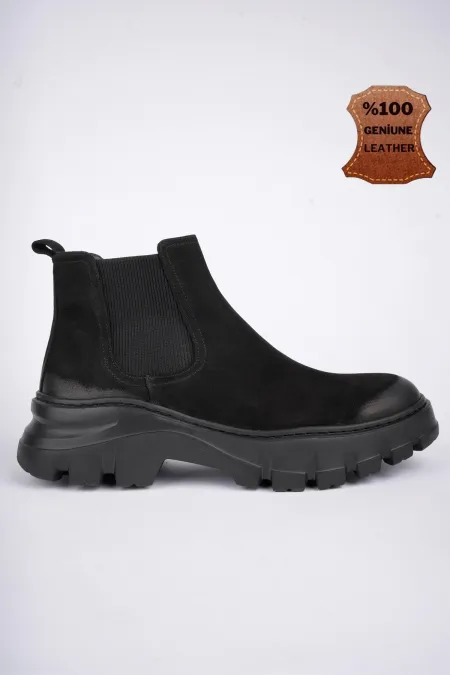 Muggo RAGNAR bottes Chelsea en cuir véritable à semelle épaisse pour hommes