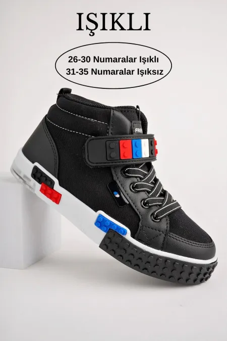 Chaussures de sport orthopédiques Muggo KUKULİ pour enfants, à lacets et scratch, sur le thème Lego.